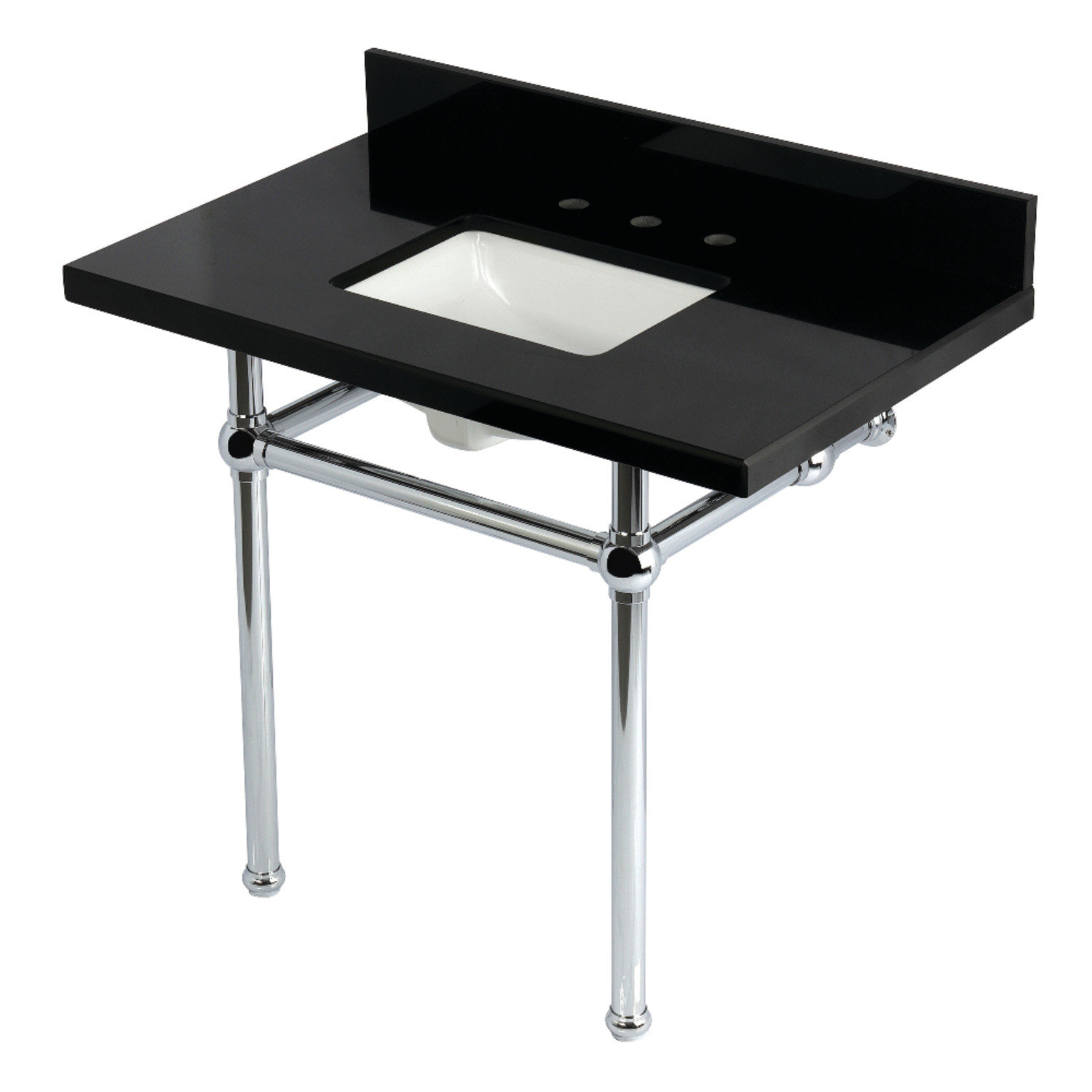 Kingston Brass Templeton 22.75" Tall Matte Black Granite Rectangular