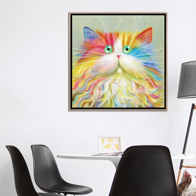 Mousta Chou by Kim Haskins - Print on Canvas, 93.98 cm H x 93.98 cm W x 4.445 cm D, Oak Floater Framed