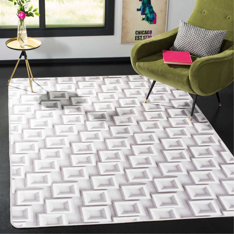 Tapis ivoire à motif abstrait Cahoon, Rectangle 5 pi 1 po x 7 pi 6 po