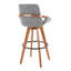 Tabouret tournant Mid-Century moderne en bambou avec repose-pieds en métal-129028276