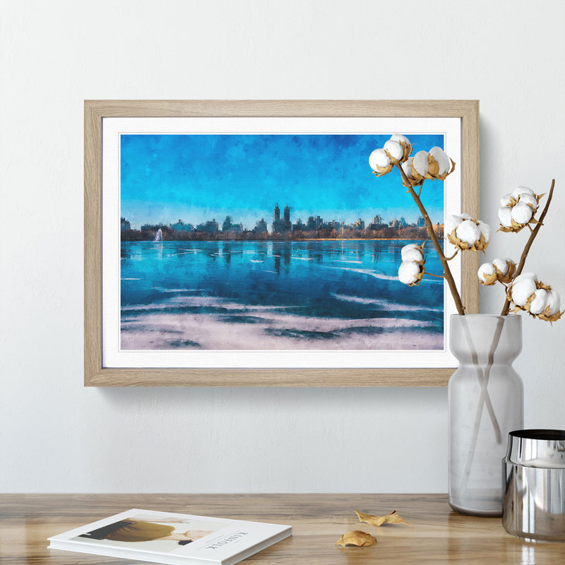 View of New York - Picture Frame Graphic Art Print, Oak Framed, 45cm H x 63cm W x 2cm D