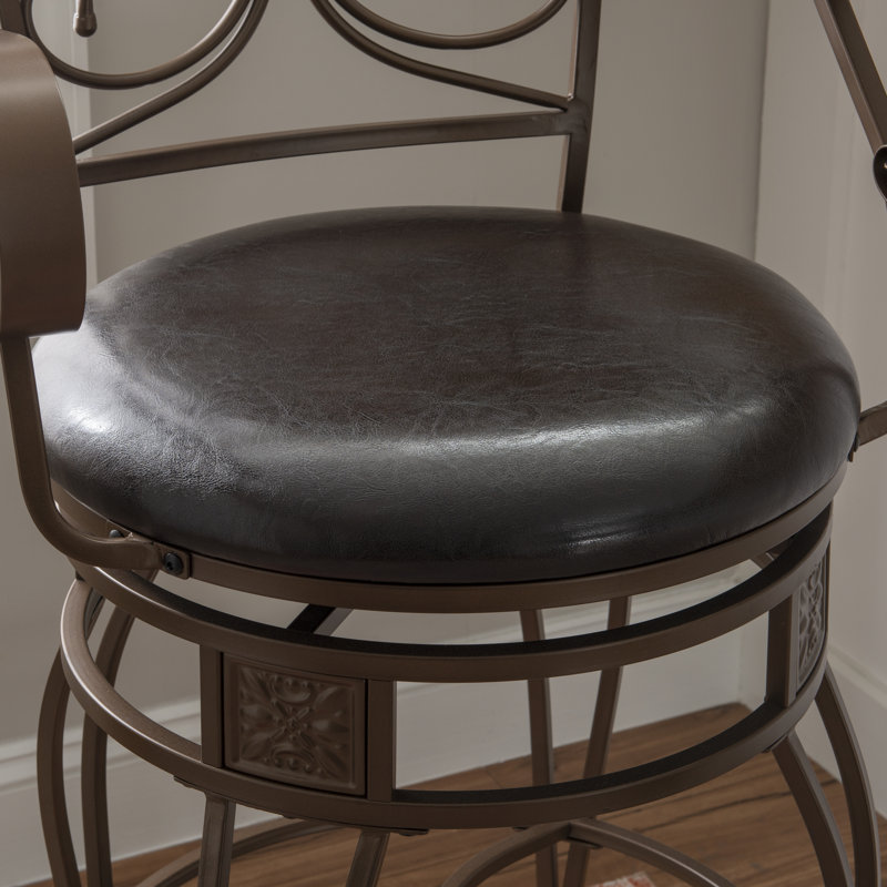 Lowry Swivel Bar Stool, Dark Brown, Bar Stool (30.5” Seat Height)