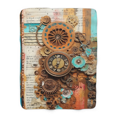 Rustic Rebel Refuge - couverture en sherpa de qualité supérieure 1 pièce - reproduction d'art luxueuse