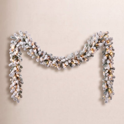 108" Frosted Pre-Lit Spruce Garland