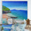 Peinture de plage tropicale - art nautique et côtier sur toile