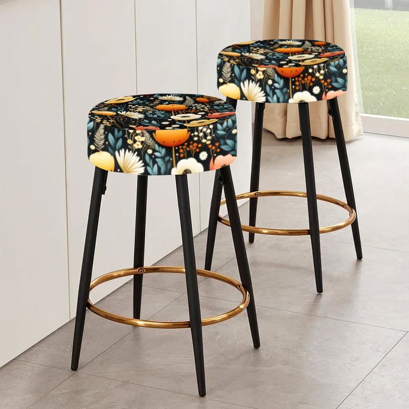 Flinn - Ensemble de 2 tabourets floraux