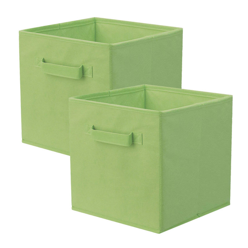 2 Pack Collapsible Fabric Cube Storage Bins, Green