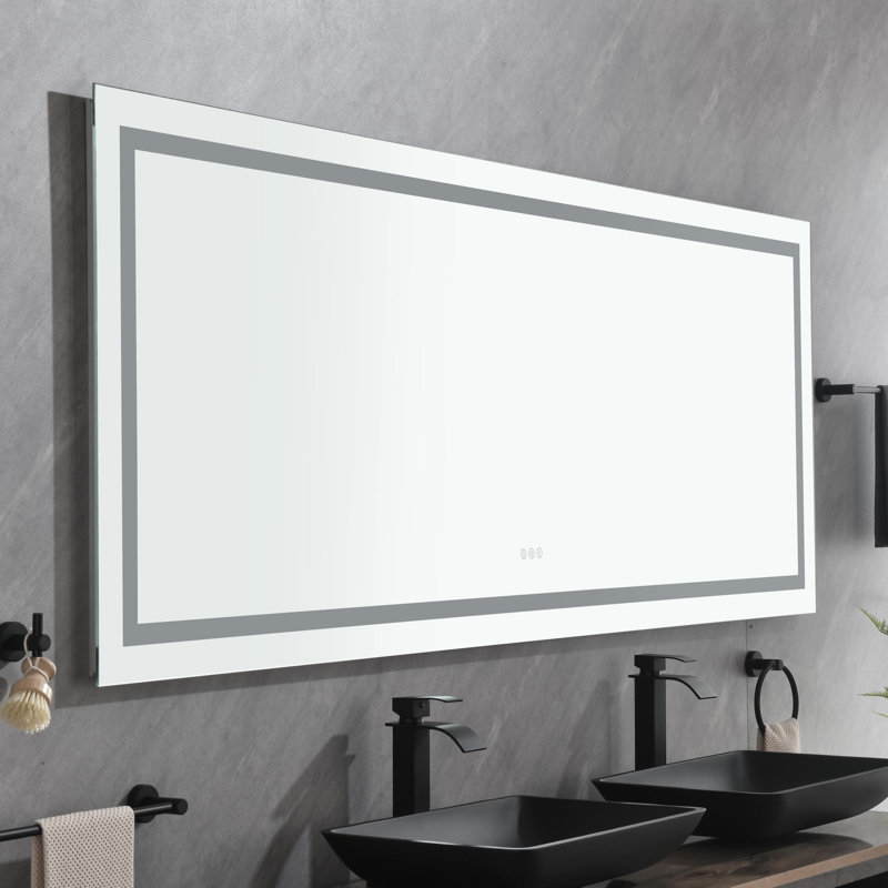 Miroir de salle de bain mural à DEL à l'avant et à l'arrière, 72 po x 30 po