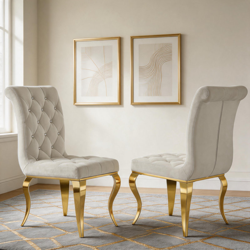 Chaises de salle à manger en velours blanc