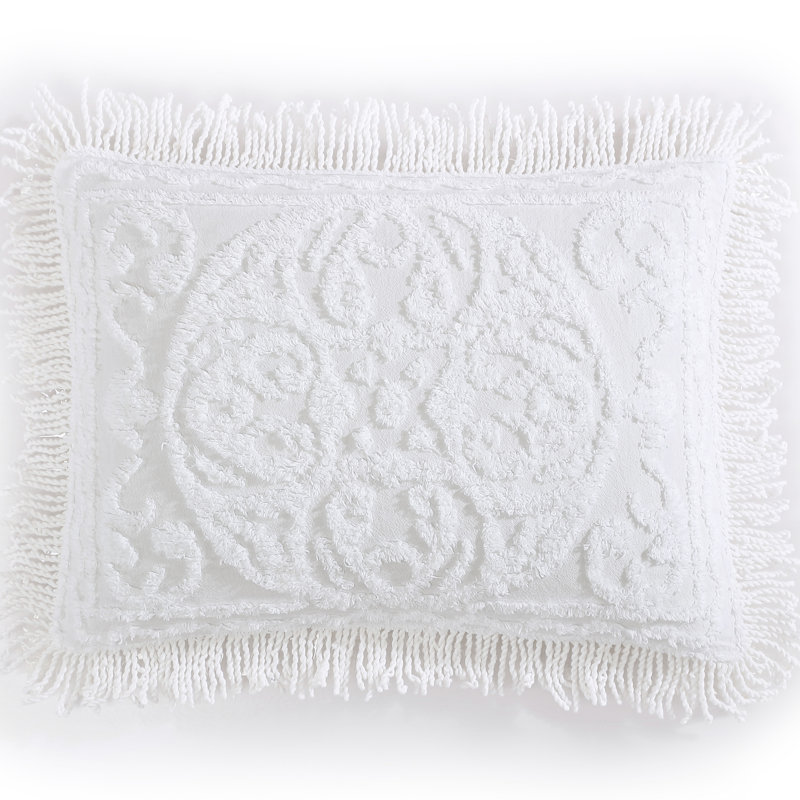 Taie décorative en chenille, Blanc, Taie décorative standard