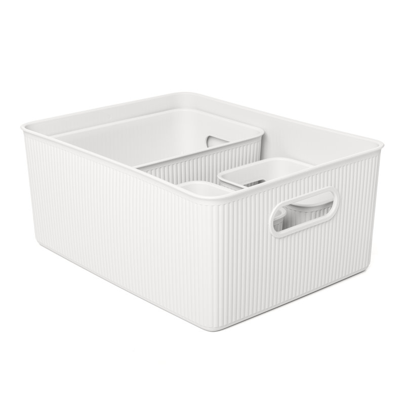Rebrilliant Plastic Decorative Bin, White