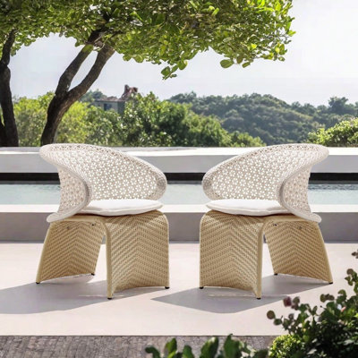 PE Rattan Patio Sofa Wicker Premium All-Weather Wicker Outdoor Dining Armchair with Cushion
