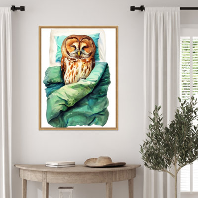 «Sleeping Owl» par Ilora, reproduction d'art sur toile encadrée