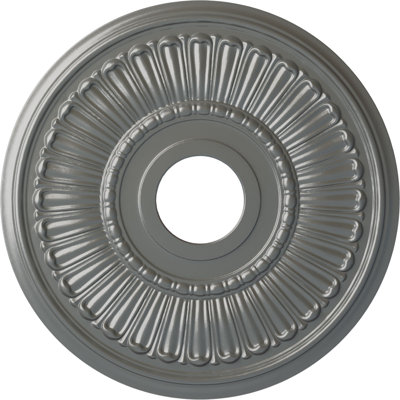 Endurathane Melonie Ceiling Medallion, 16"OD x 3 5/8"ID x 3/4"P (Fits Canopies up to 6 3/8"), Hand-Painted Silver Finish