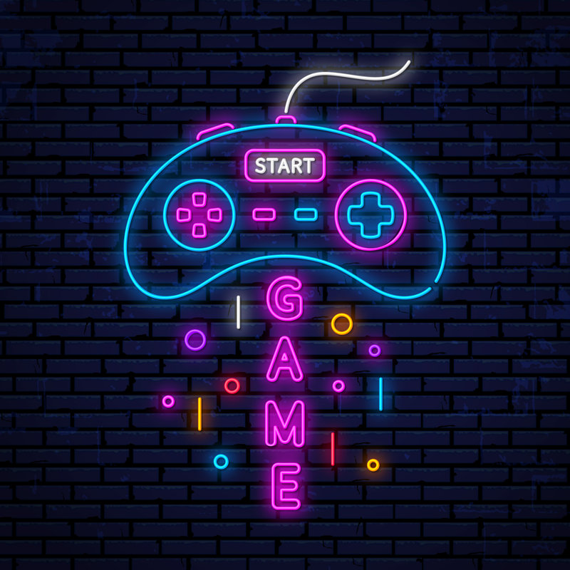 Neon Gaming Icon. by Omadbek Nabiev - Wrapped Canvas Print, 51cm H x 51cm W