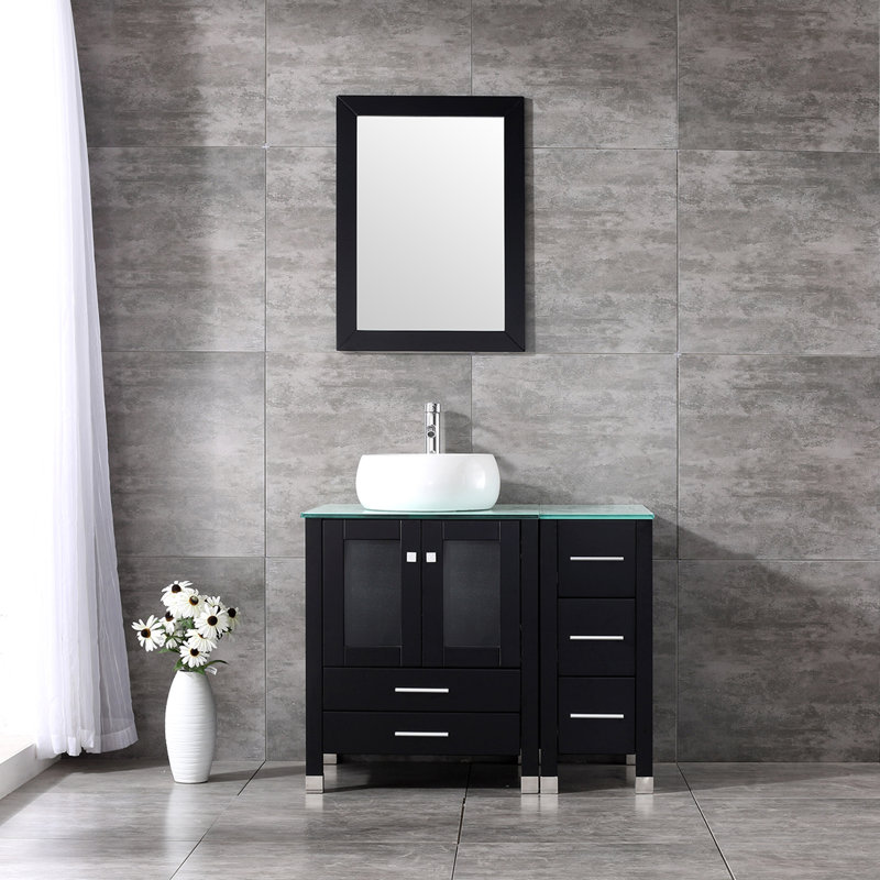 36.6" W x 21.7" D x 29.5" H Single Bathroom Vanity, Black