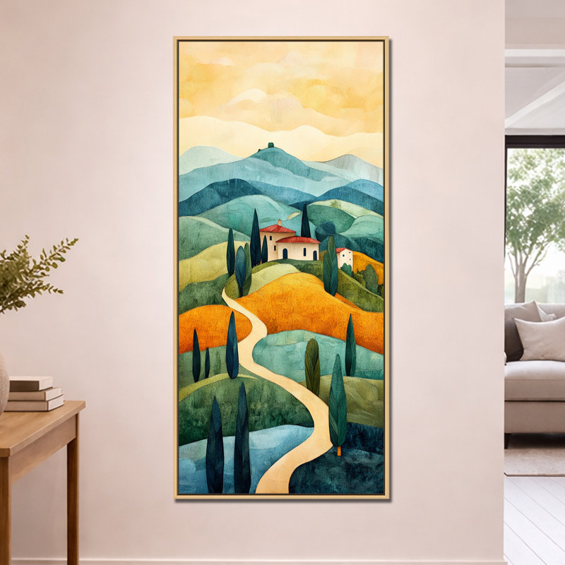 «Green Orange Caelo II», reproduction d'art sur toile, encadré chaleureux, H 60 po x l 28 po, Cadre naturel flottant