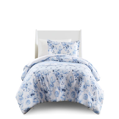 Lit simple / simple TG avec rayures florales, housse de couette en microfibre, 2 taies décoratives, housse lavable à la machine, motif rayé, matériau, attaches intérieures,