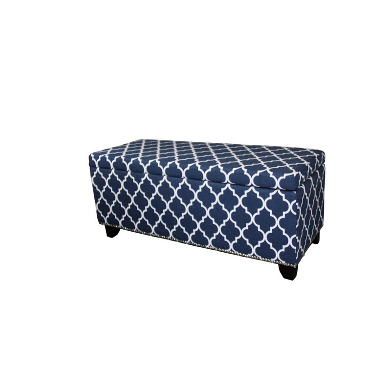 18 - Inch High Storage Bench With Blue Moroccan Stripes, 39 Long Area, 42 And 17 Wide Seat, Seat To Floor Height