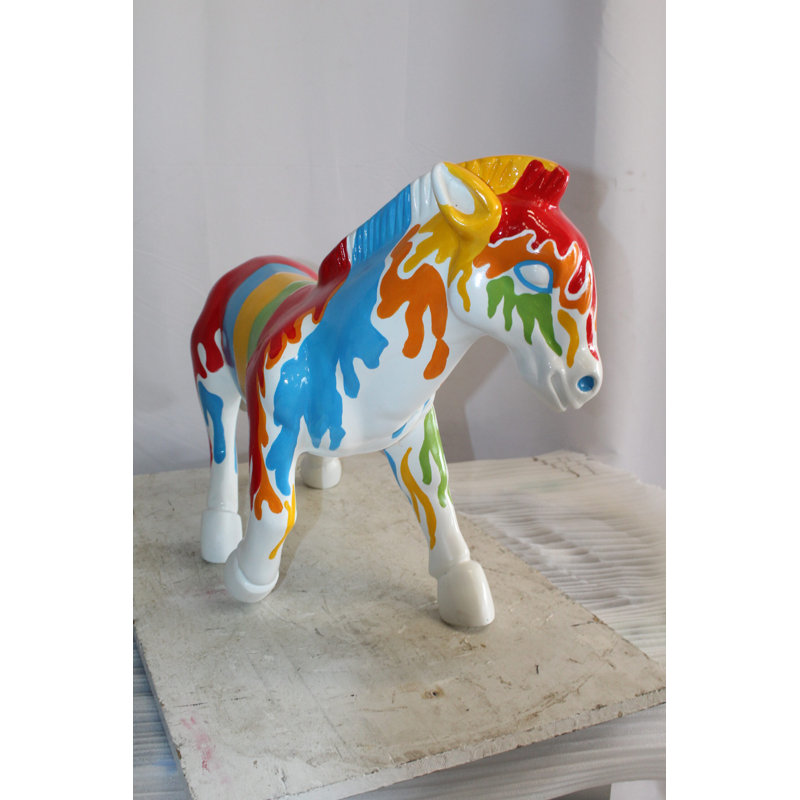 Nifao Collection A Burst of Color Dripping Paint Fiberglass Donkey Statue 33" x 11" x 21"H