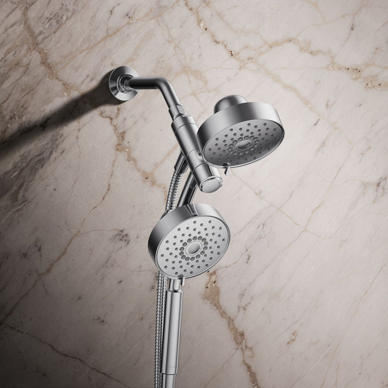 Kohler Purist® 2-In-1 Multifunction Shower Combo Kit, Showerhead and Handshower, Three Spray Settings, Polished Chrome