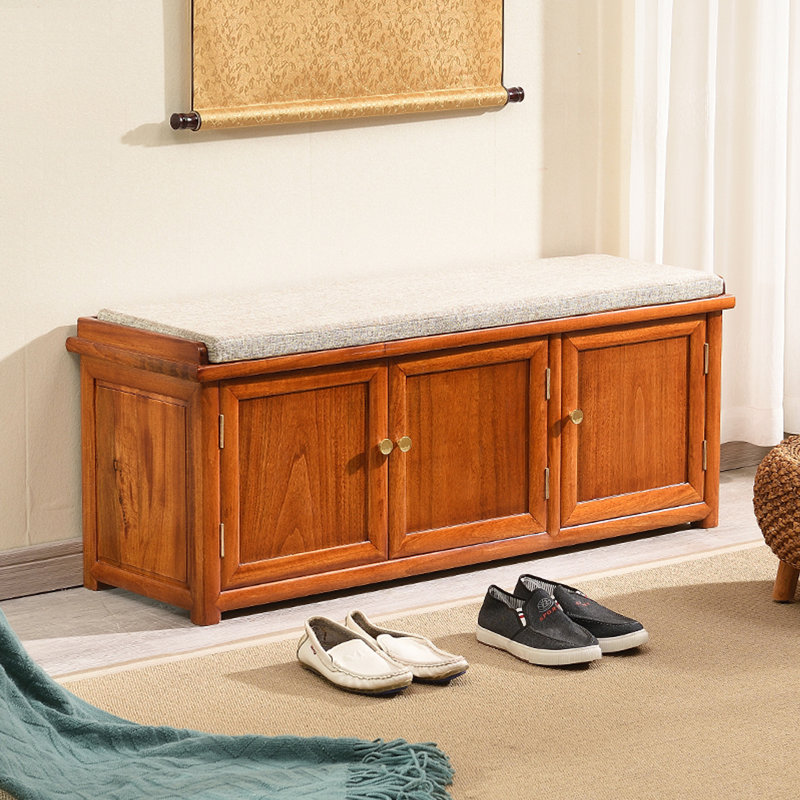 12 Pair Solid Wood Shoe Storage Bench, Yellow