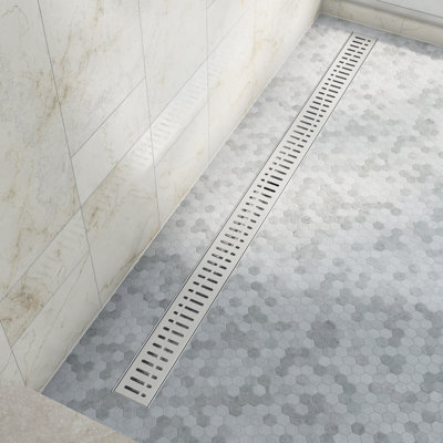 Dreamline Enigma 48 in. Linear Grate Shower Drain, Polished Stainless Steel