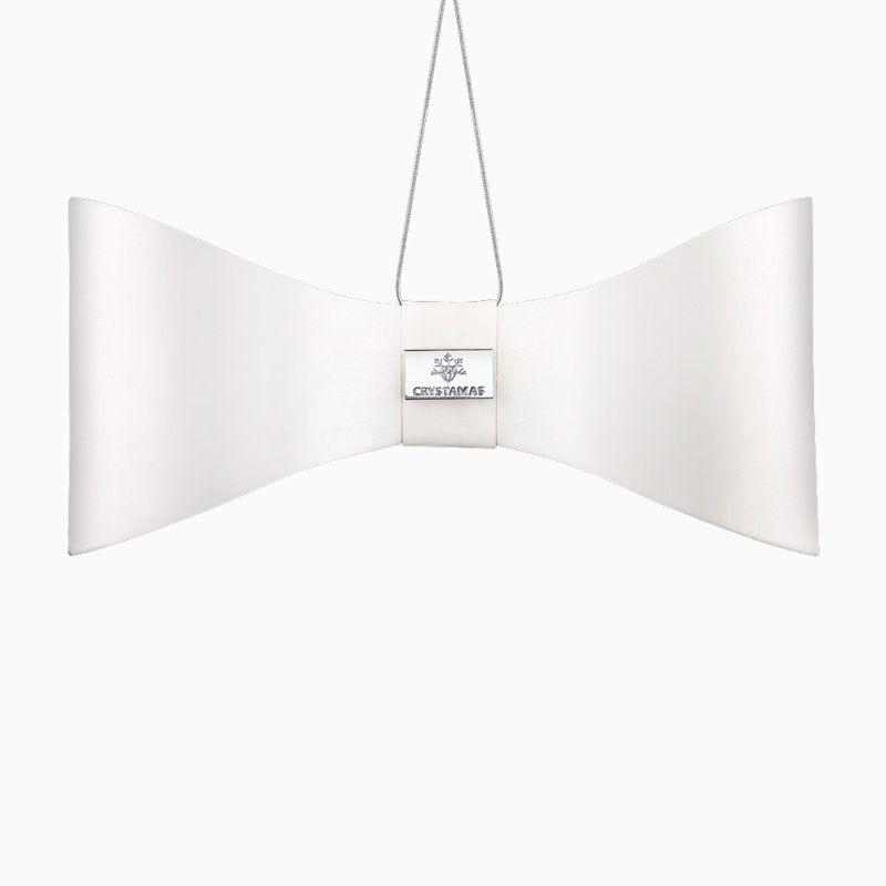 5'' Handmade Leather Bow, White/White