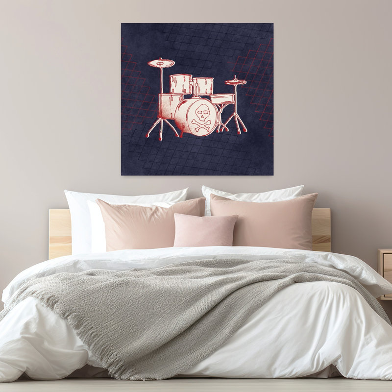 Rocker Drums, art abstrait rétro, H 32 po x l 32 po