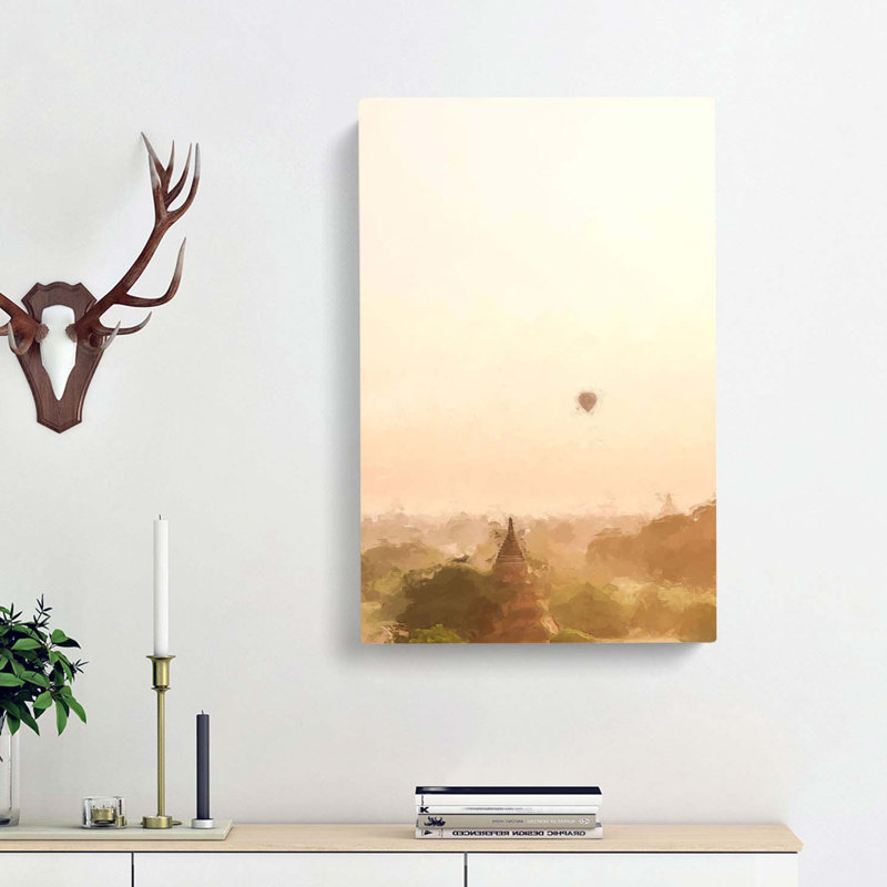 Hot Air Balloon Over Bagan In Abstract - Wrapped Canvas, 76cm H x 50cm W x 3cm D