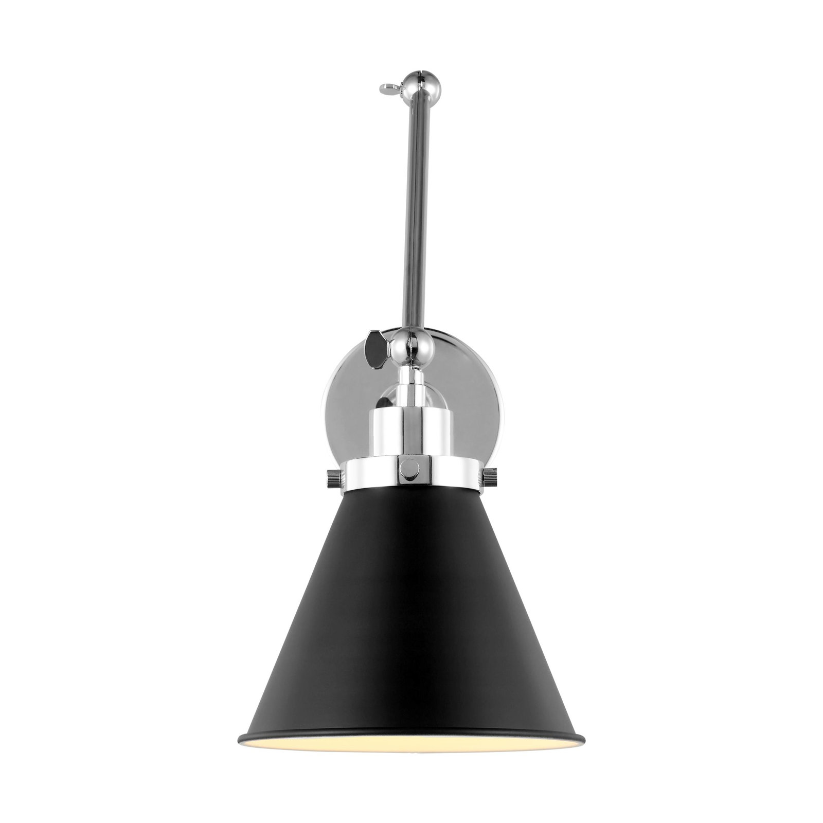Single Light Dimmable Swing Arm Sconce, Silver, Black