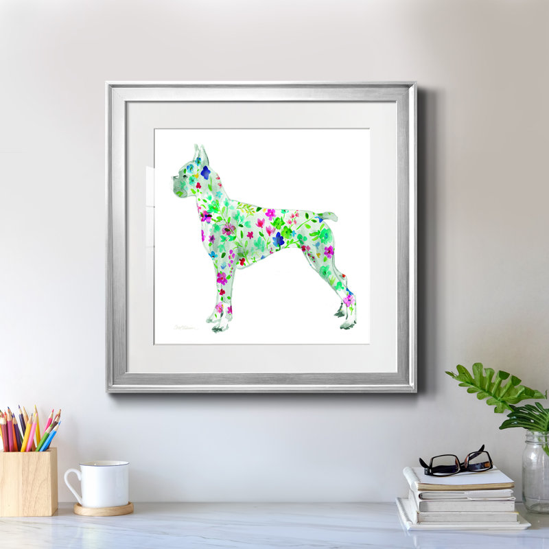Tapisserie Boxer - peinture encadrée, H 17,5 po x l 17,5 po x P 1,5 po, Papier avec cadre argenté