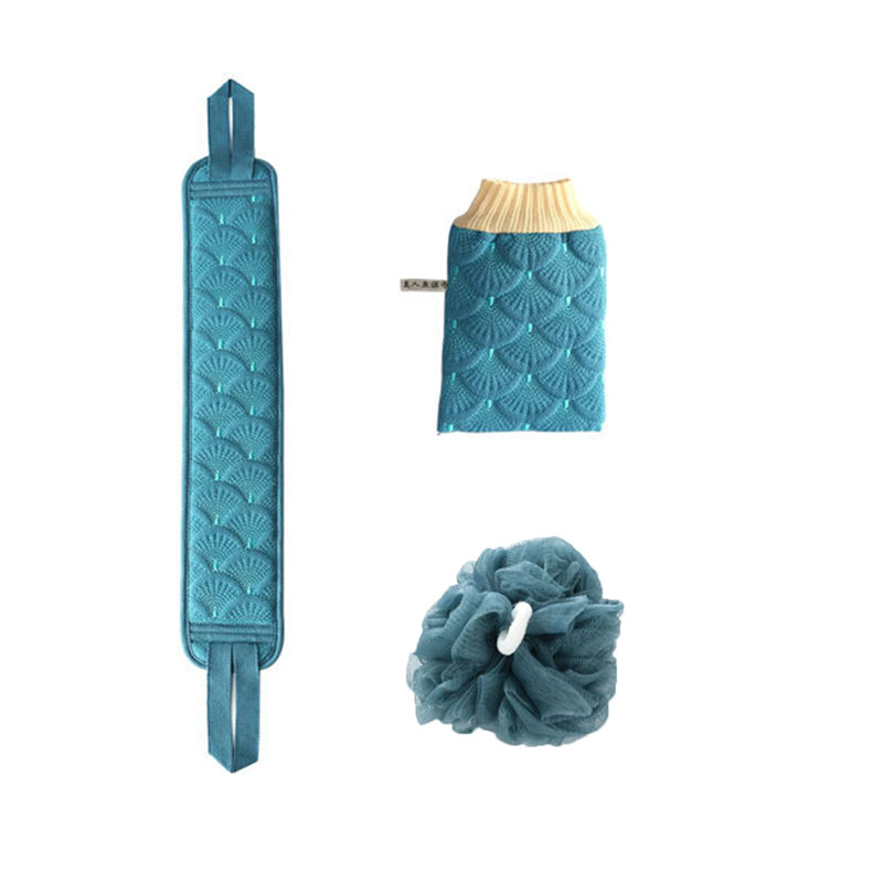 3 Set Exfoliating Towel Scrub Bath Towel, Blue