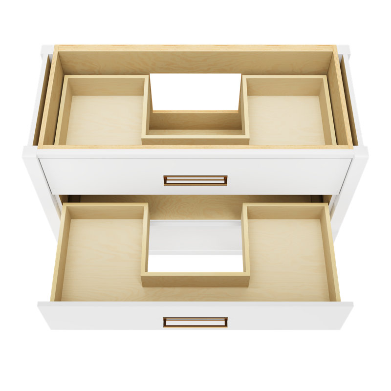 Kiawah Two-Drawer Single Bath Vanity, Pure White, Satin Gold, 48"