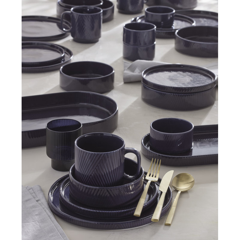 Modulus 12-Piece Dinnerware Set, Nightshade, Black