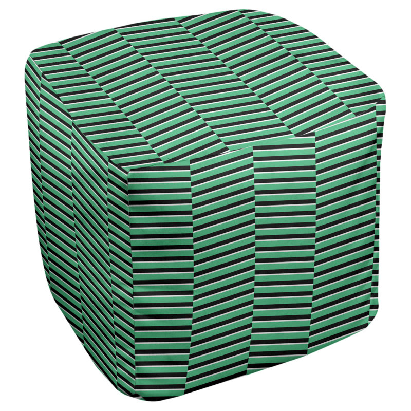 Repose-pieds cubes à rayures de couleur brisée, Vert