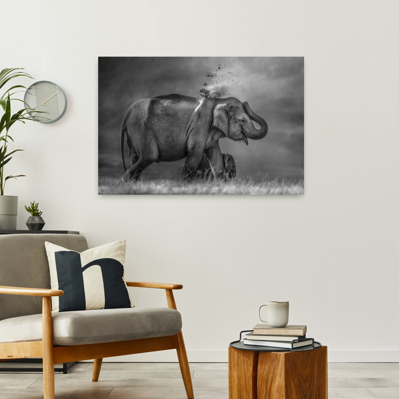 Éléphant, mère et petit, art mural contemporain abstrait, H 36 po x l 24 po