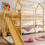 Lit superposé simple avec apparence de maison charmante, glissade, escalier de rangement et guide d'assemblage facile pour une structure en forme de maison, pour un sommeil sécuritaire