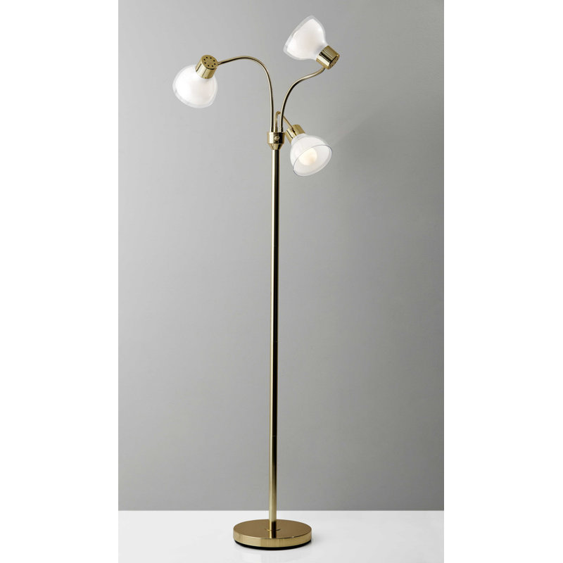 Alexaundrea 69" Three Light Tree Floor Lamp With Bowl Shade, Shiny Gold, Clear
