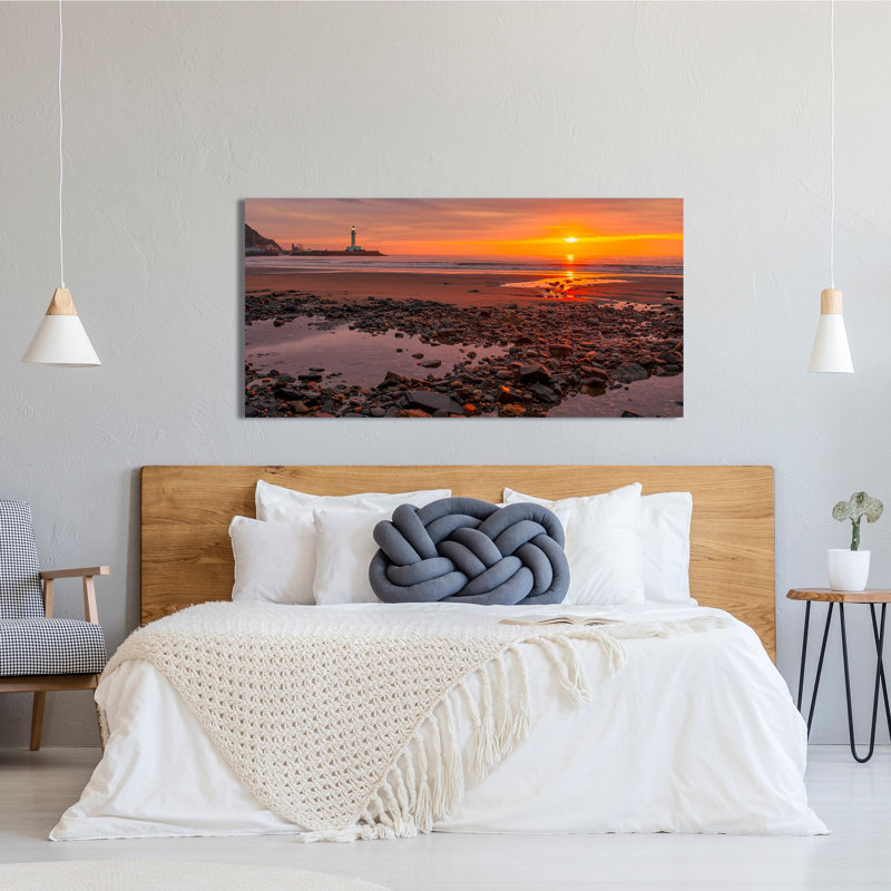 Sunset on the Coast of Yorkshire, UK 1 Piece Wrapped Canvas Wall Art, 35cm H x 70cm W x 4cm D