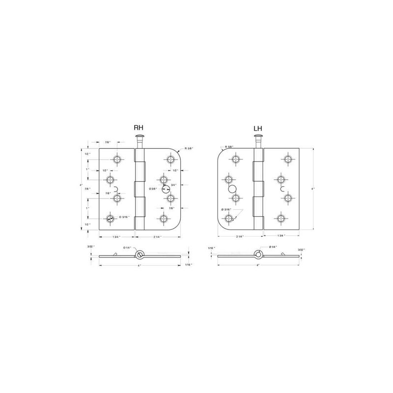 Steel Butt Bearing Hinge, Bright Brass