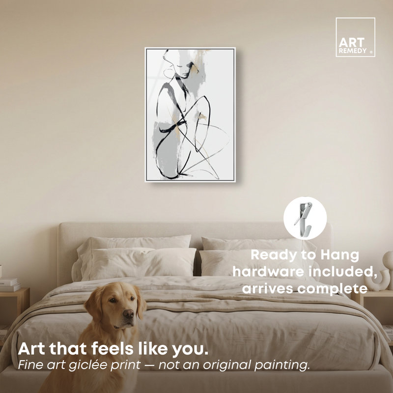 Shadowed Lady II, impression acrylique encadrée, art mural minimaliste par Art Remedy, cadre blanc, 20 x 30, White Frame