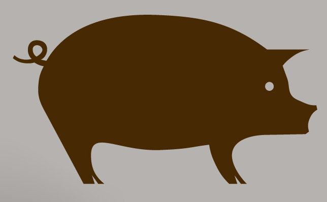 Décalcomanie murale porc, Brun