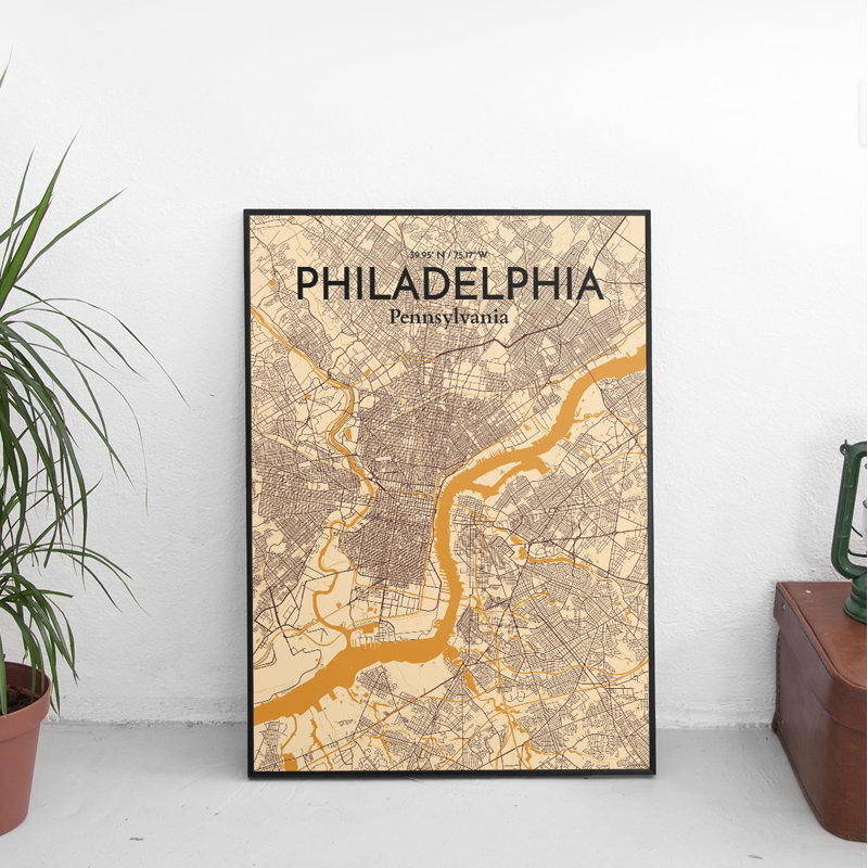Philadelphia City Map - No Frame Print, 91.4cm H x 61cm W x 0.13cm D