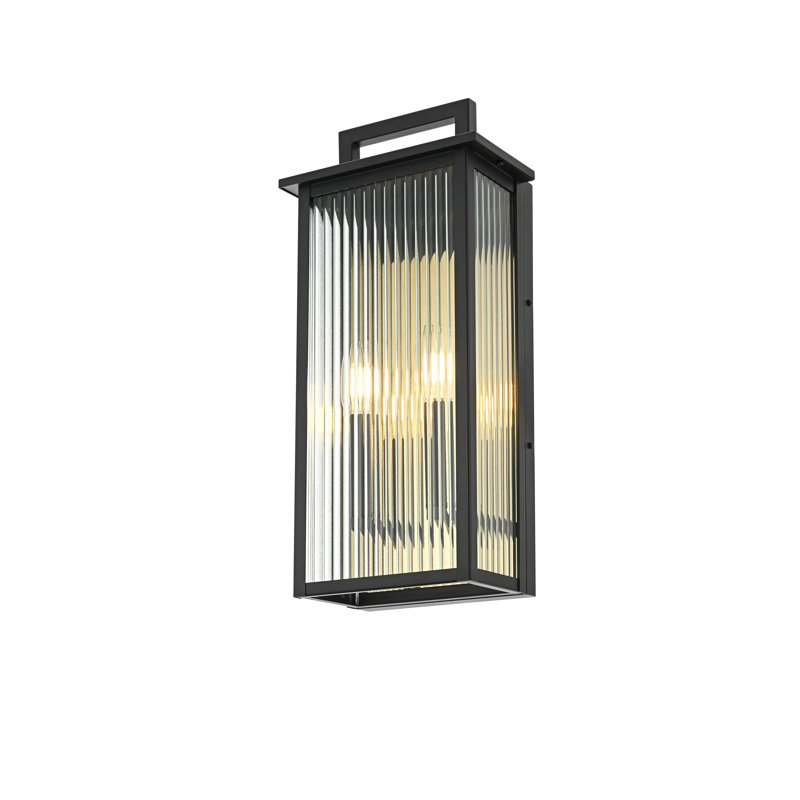 Moy Outdoor Wall Sconce in Black, 19" H x 8.5" W x 5.5" D