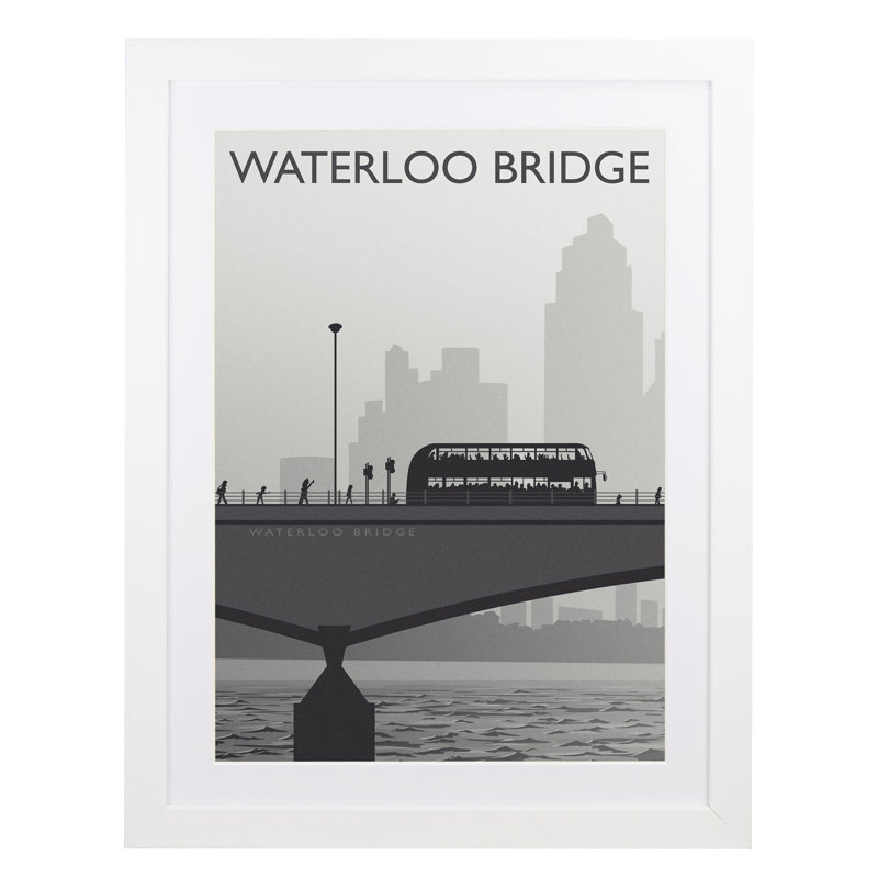 Waterloo Bridge Portrait - Print, 50cm H x 40cm W x 3cm D, White Framed
