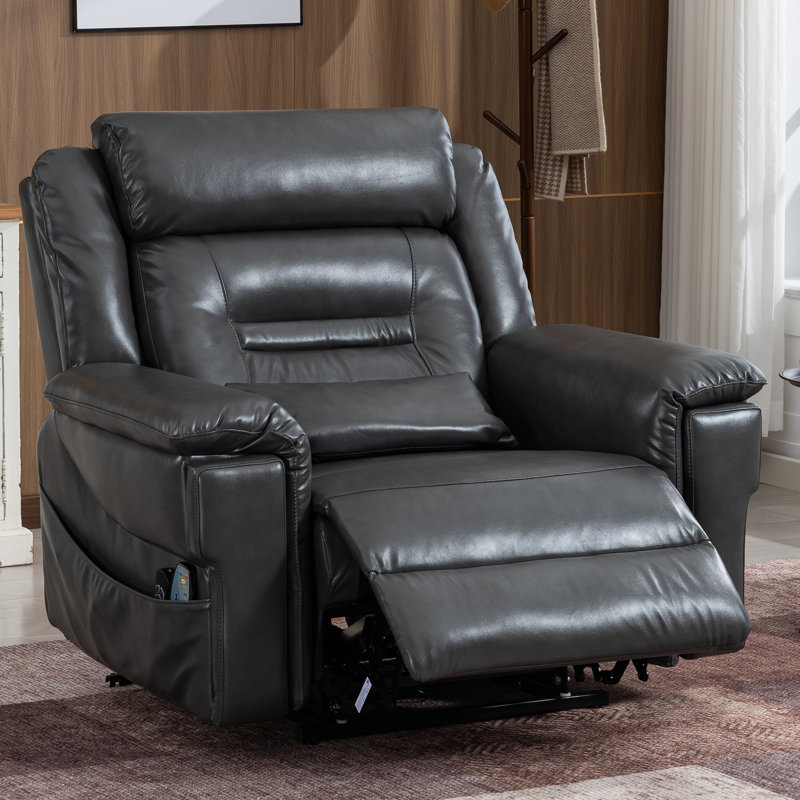 Fauteuil inclinable électrique l 50 po, Dark Gray Faux Leather