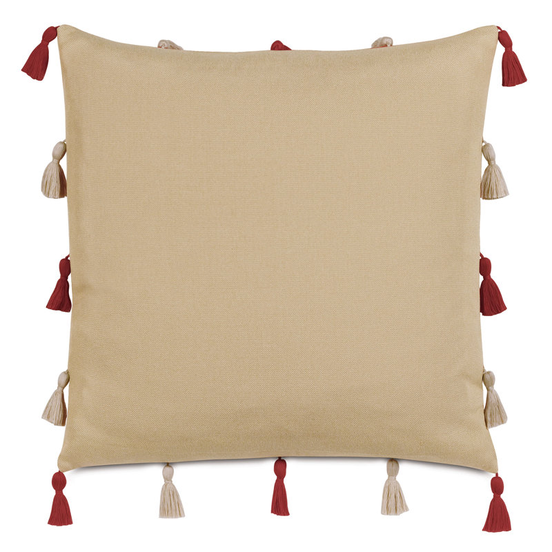 Joaquin Reversible Red and Beige Cotton Decorative Pillow