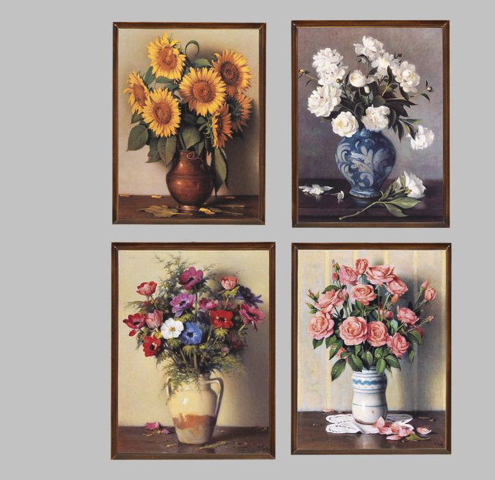 « still life i », ensemble de 4 reproductions encadrées sur bois