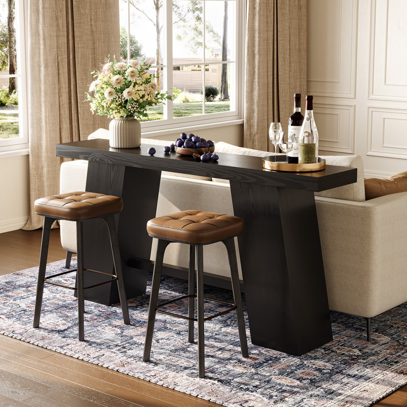 Console noire 70,8 pouces, canapé très long moderne